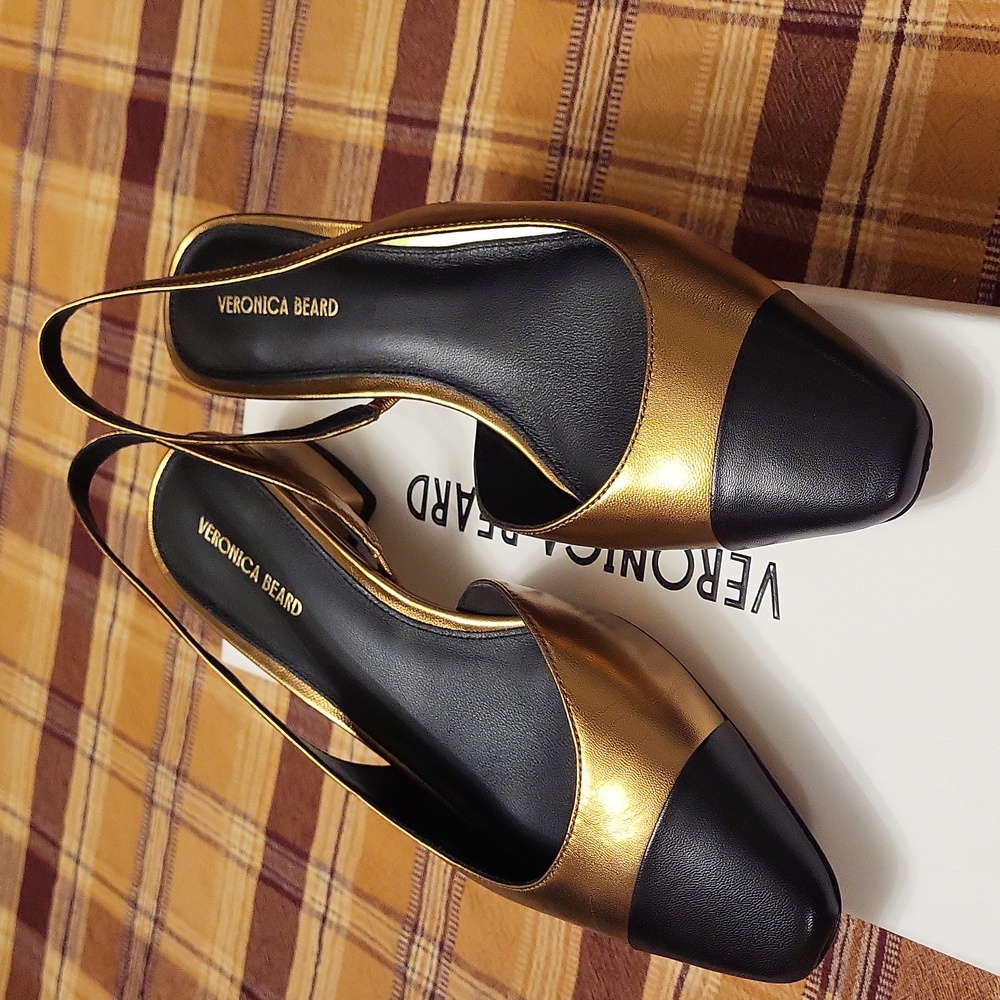 Veronica Beard Cecile sling/dark gold,black Nwt - Picture 7 of 11